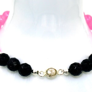 Hot Pink JADE & Starry Blue GOLDSTONE w/ Sterling Silver SILVERITE Connector Beads Stretch Bracelet! Birthday Gift Birthstone