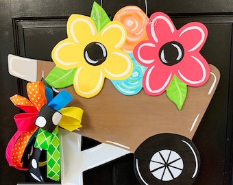 I WAS MADE FOR SUNNY DAYS WHEELBARROW FLORAL WOODEN WALL ART DECOR