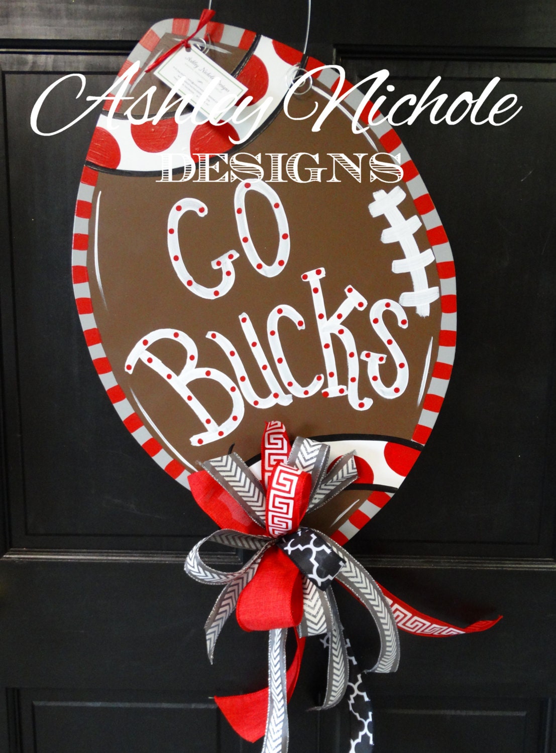 Ohio State Buckeyes Inspired Football Door Hanger Door Etsy