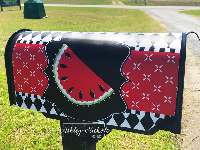 Red Watermelon Mailbox Cover Summer Vinyl Mailbox Etsy