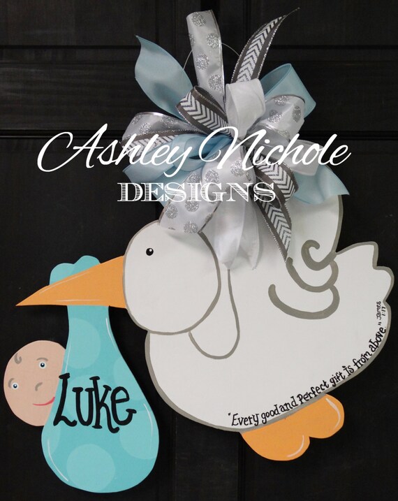 Stork And Baby Door Hanger Shower Decoration