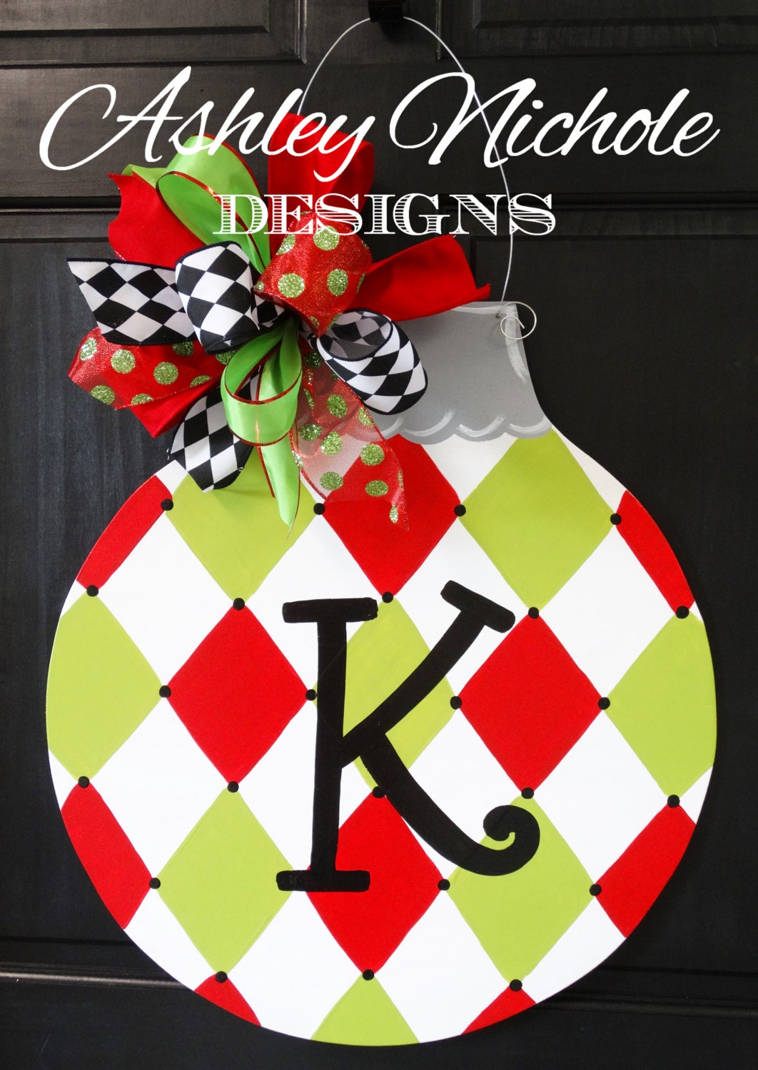Harlequin Ornament Door Hanger Christmas Door Decor | Etsy