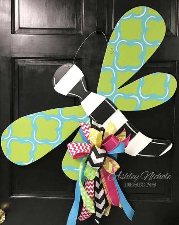 Dragonfly Door Green Turquoise Hanger Door Decoration Etsy