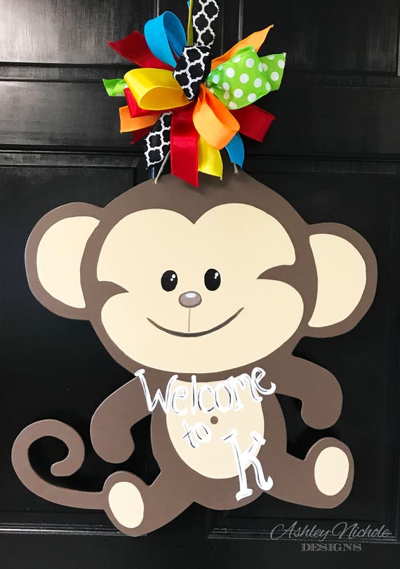 Monkey Door Hanger Door Decoration Country Decor Shabby Etsy