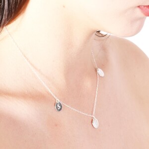 Initial Disc Necklace,Sterling Silver Initials Necklace,Sister,Mother Family necklace