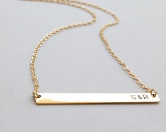 Stainless Steel Personalized Nameplate Bar Necklace...engraved - Etsy