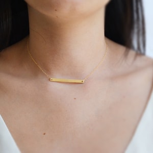 Dainty necklace, dainty gold necklace,gold bar necklace,horizontal bar,delicate choker necklace