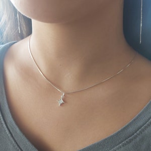 North Star Necklace, Sterling Silver Star Necklace, North Star Pendant , Starburst Necklace, Star Necklace, Dainty Necklace Sterling Silver