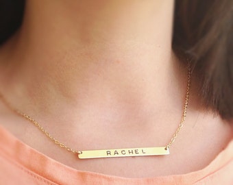 Custom bar necklace-dainty bar necklace- personalized bar - gold filled or sterling silver