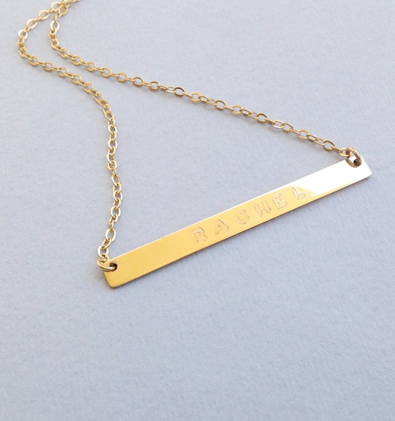 Gold Bar Necklace Engraved Bar Necklace Personalized Gold - Etsy
