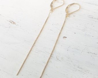 Dainty Gold Chain Earrings,Long Gold Earrings,Gold Earrings Dangle,Gold Filled or Sterling Silver,Gold Drop Earrings,Minimalist jewelry