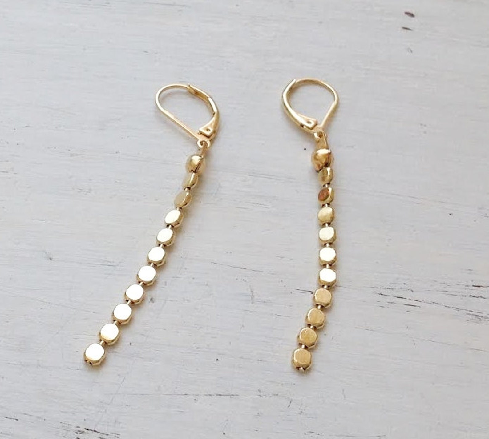 Gold Earringslong Gold Earringsgold Earrings Danglegold - Etsy