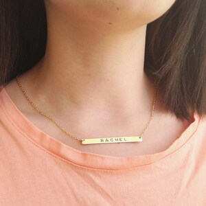 Skinny Gold filled bar necklace, personalized custom bar necklace