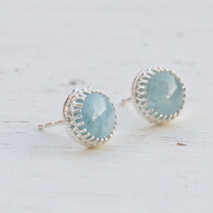 Aquamarine earrings,March Birthstone,gemstone earrings,sterling silver,aquamarine studs,wedding earrings,Natural aquamarine -B400