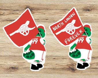 Vinyl Printed Stickers and Art Prints, Gunner Flag, Gunnersaur Mascot, Laptop Decal, Arsenal, Stationery, Gunners, North London Forever