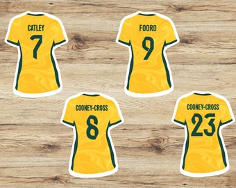 Stickers vinyles, Dessin de chemise, Australie, Tillies, Matildas, Cooney-Cross, Catley, Foord, Sticker pour ordinateur portable, Arsenal, Jeux olympiques, Football