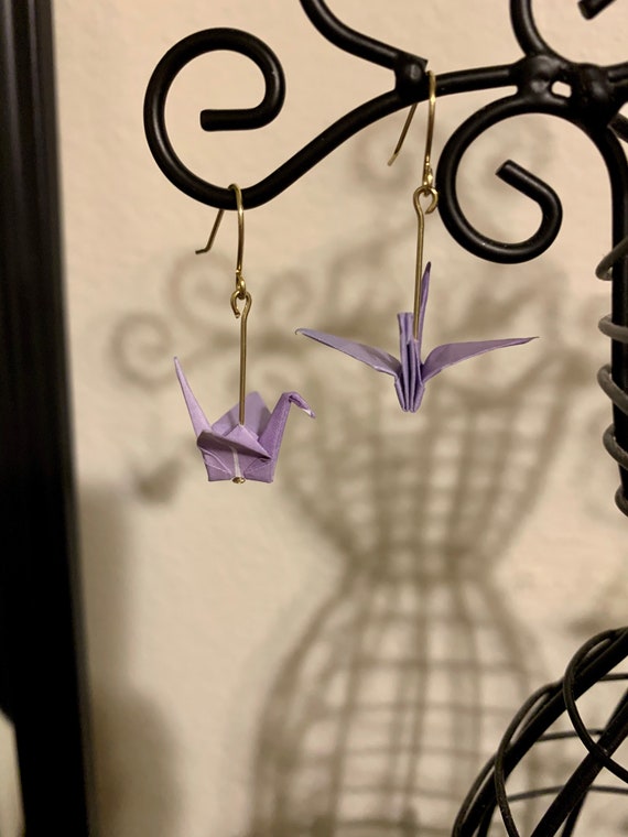 Origami Paper Crane Earrings Etsy