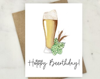 Punny Birthday Greeting Card - Beer & (extra) hops!