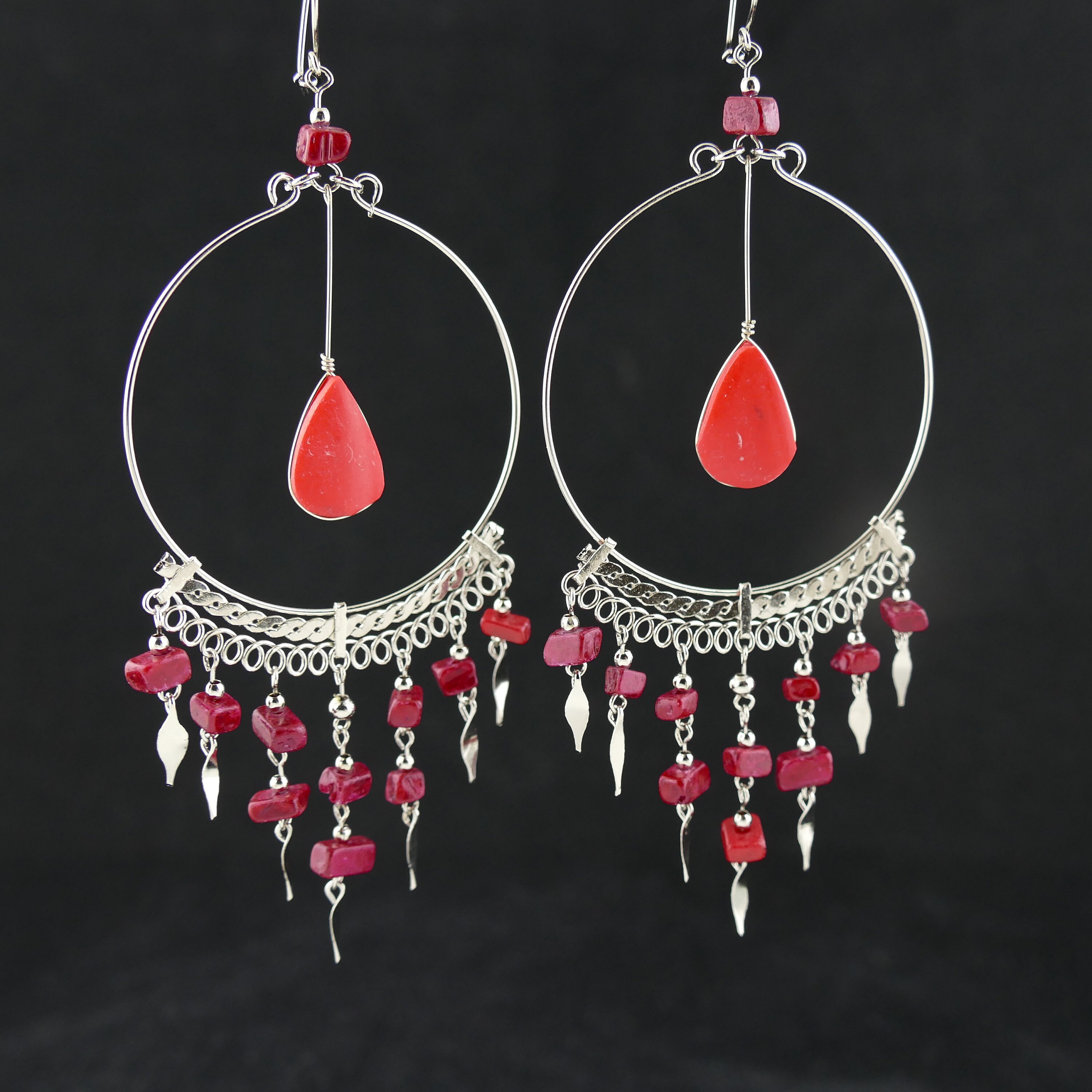 Hoop Earrings Red Earrings Red Hoop Earrings Red Earrings Boho Etsy