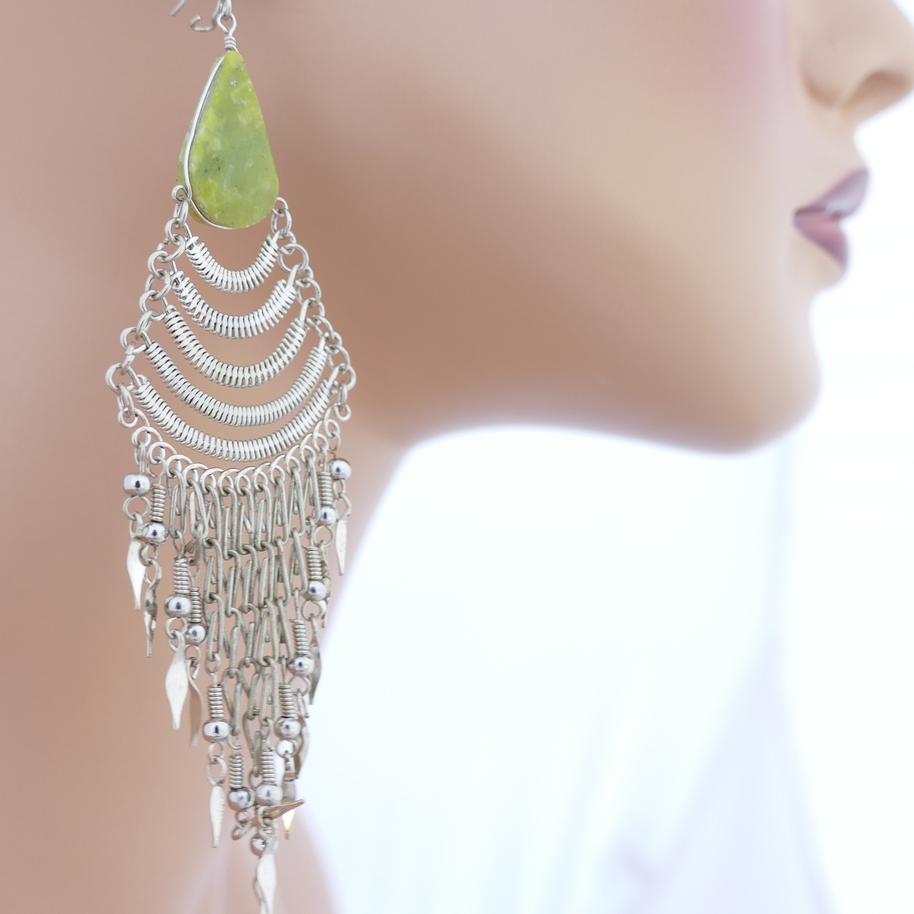 Green Statement Earrings Statement Earrings Green Earrings Etsy