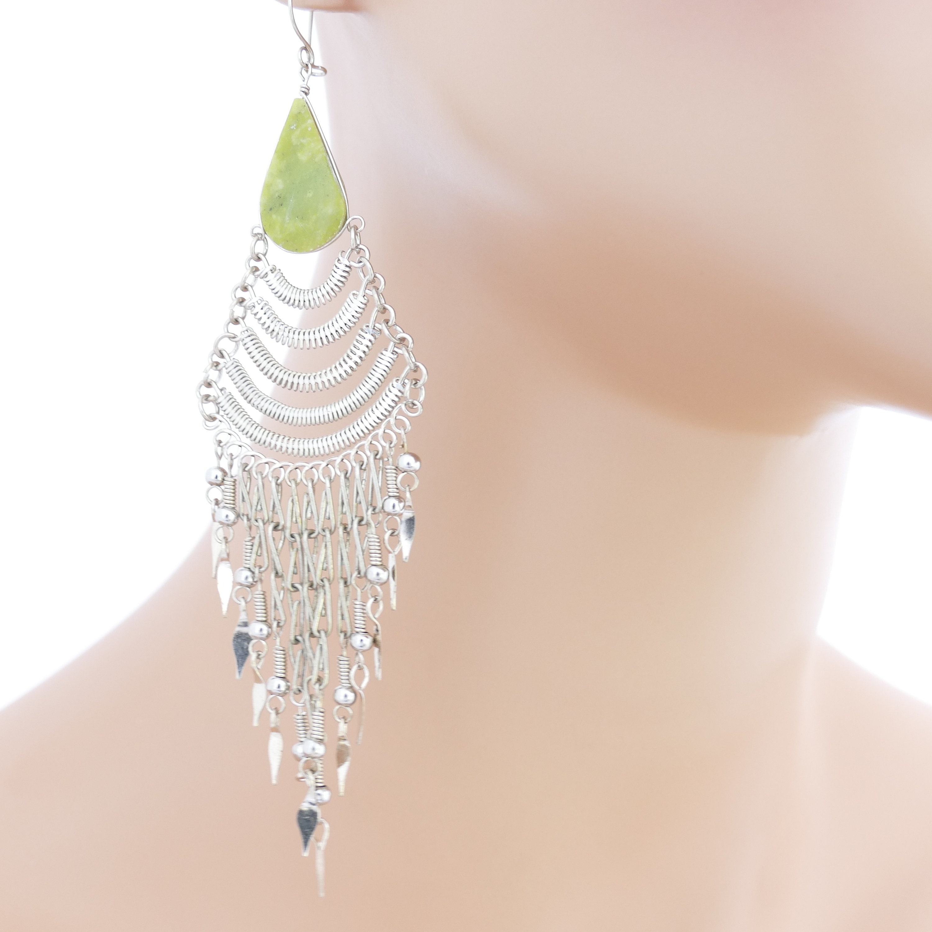 Green Statement Earrings Statement Earrings Green Earrings Etsy