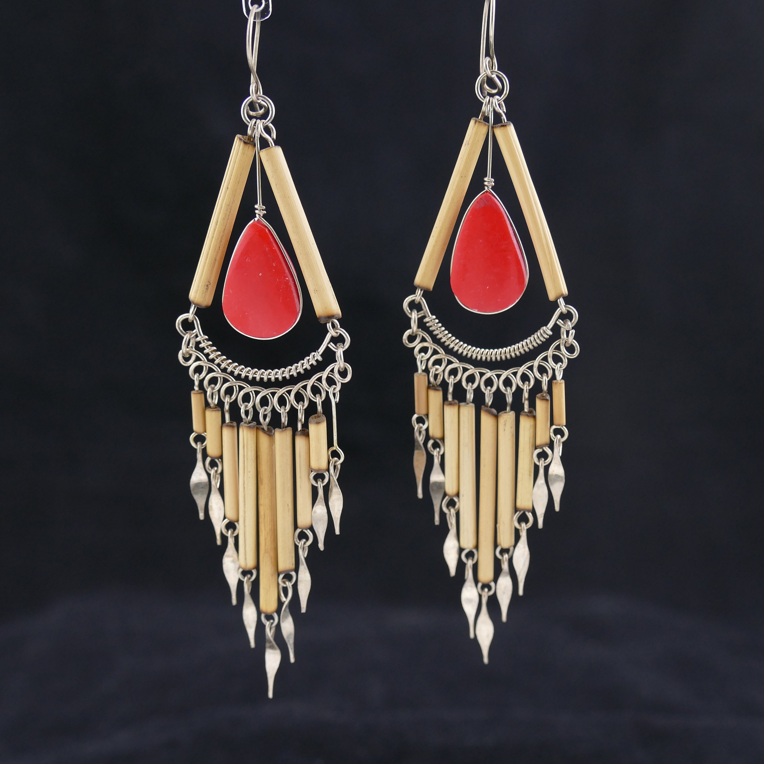 Red Statement Earrings Dangle Earrings Boho Earrings earrings Etsy