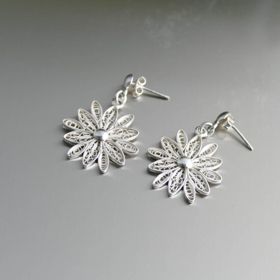 Blossom Cabujón De Plata Collar Y Aretes Pendientes Conjunto Navidad Uk