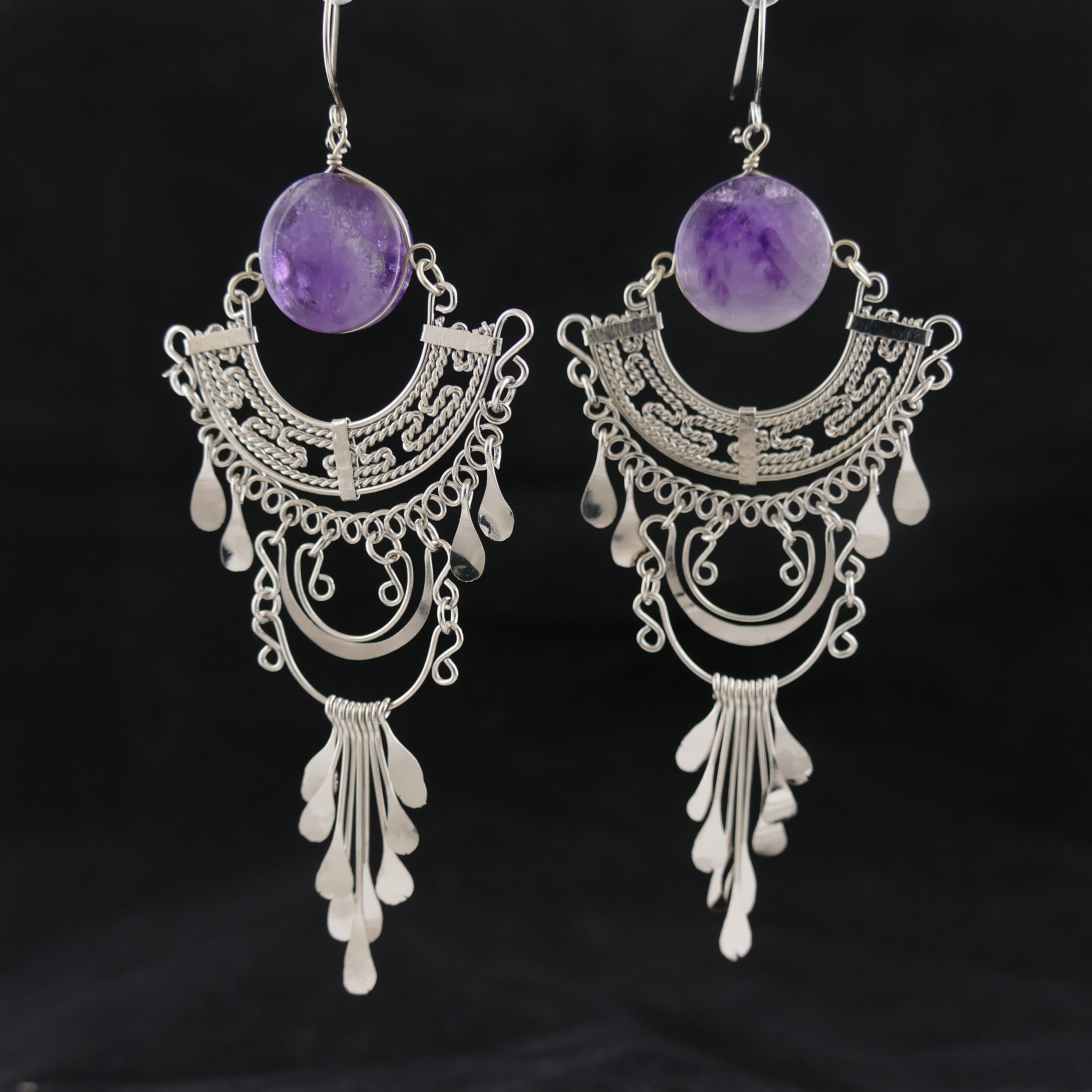 amethyst statement earrings