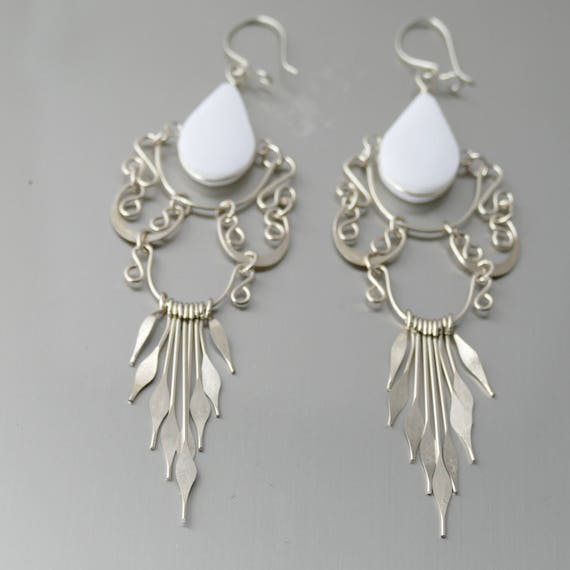 1 Pair of Peruvian Ethnic Tribal Earrings Handcrafted in Peru Metal Jewelry