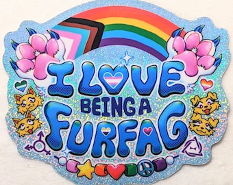 I Love Sein A Furry Glitter Sticker von Danneroni