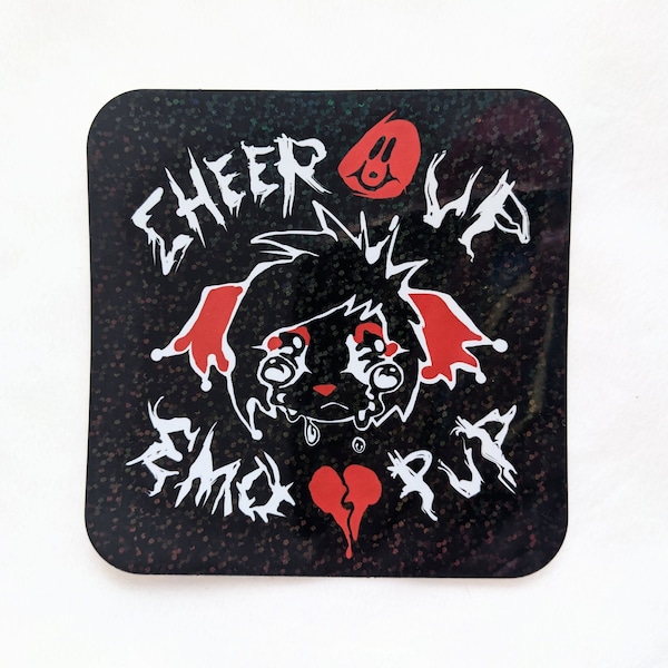 Pegatina Cheer Up Emo Pup Glitter de Danneroni
