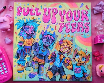 Pull Up Your Peers OOAK Canvas Painting by Danneroni