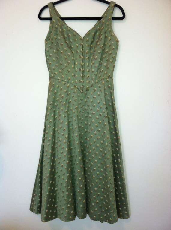 Beautiful Mr. Mort 1950's Dress in Green with Yellow Flowers