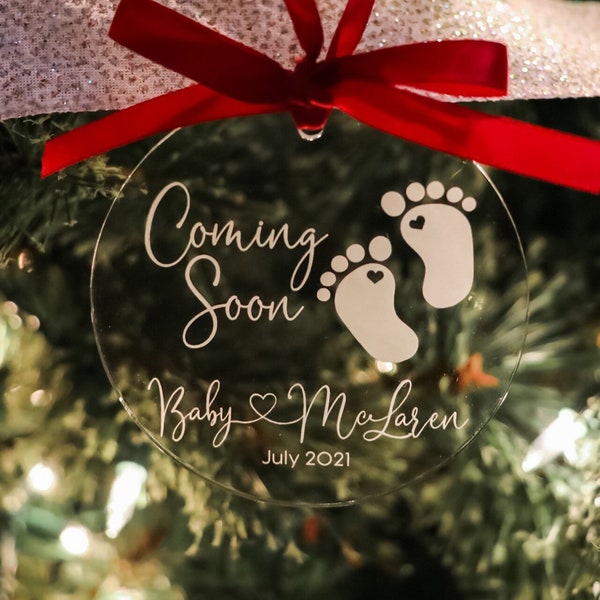 Coming Soon, Pregnancy Engraved Christmas Ornament | We're Expecting, Christmas Ornament, Pregnancy Announcement