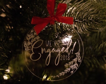 Clear Acrylic Ornament | We're Engaged, Engaged Ornament, Engaged Christmas Ornament