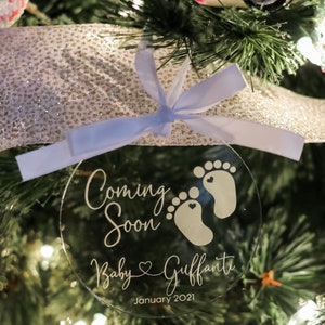 Coming Soon, Pregnancy Engraved Christmas Ornament We're Expecting, Christmas Ornament, Pregnancy Announcement image 3