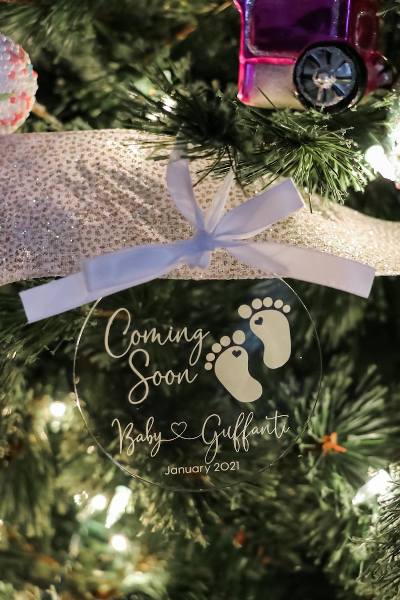 Coming Soon, Pregnancy Engraved Christmas Ornament We're Expecting, Christmas Ornament, Pregnancy Announcement image 3