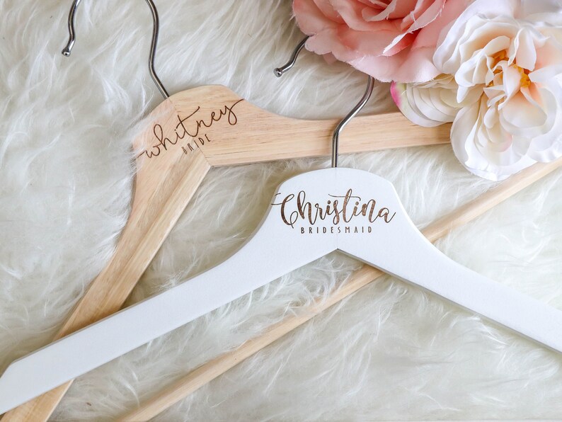 Laser Engraved Bride Hanger, Bridesmaid Hangers, Bridal Party Gift, Bridesmaid Gift, Wedding Dress Hanger, Bridal Hanger, Personalized Gift 