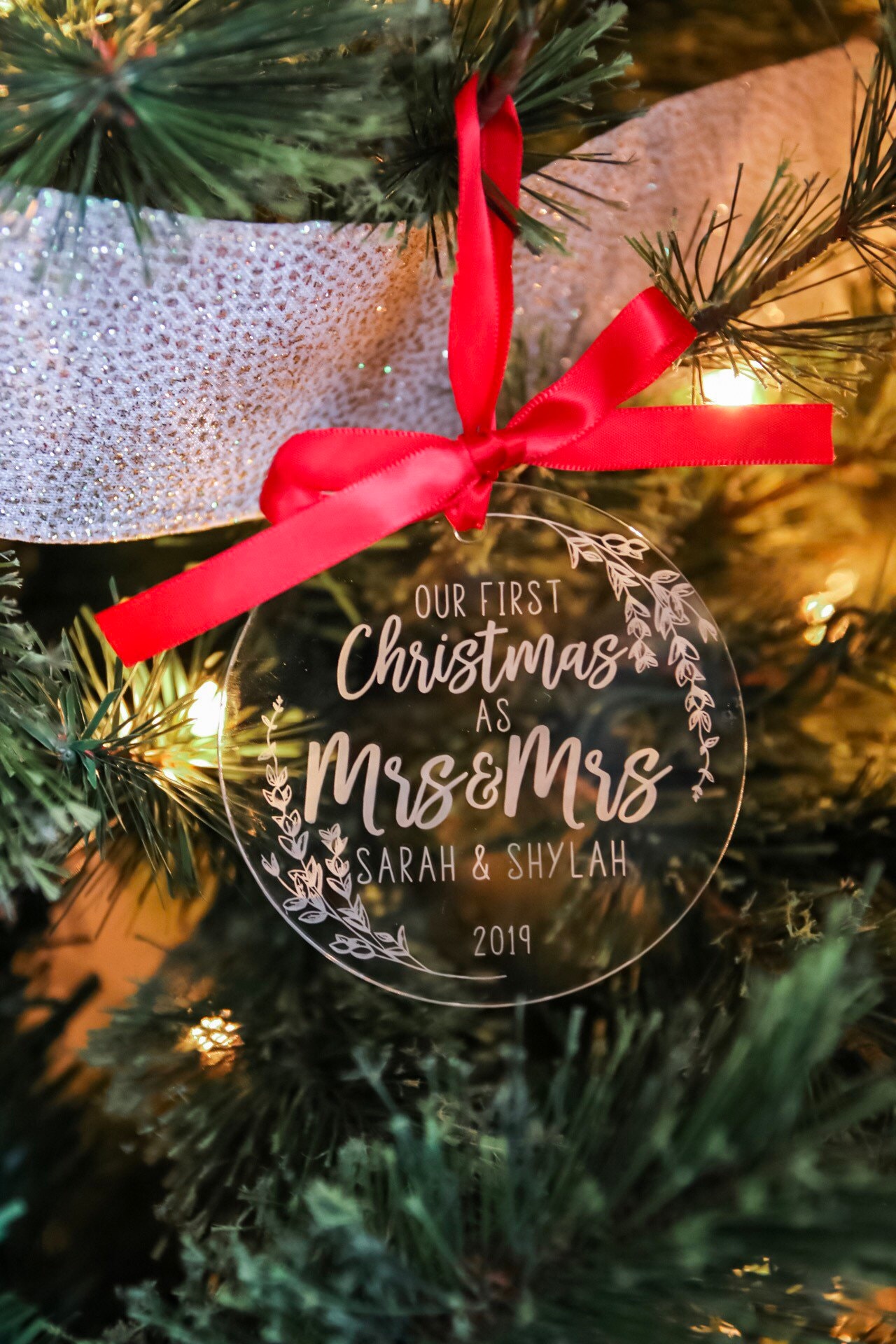 Clear Acrylic Ornament Mr and Mrs Christmas Ornament First Etsy