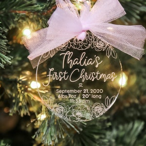 Baby's First Christmas, Ornament, Baby Girl Ornament, Christmas Ornament, First Christmas, Personalized Ornament, Printed Ornament