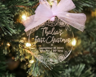 Baby's First Christmas, Ornament, Baby Girl Ornament, Christmas Ornament, First Christmas, Personalized Ornament, Printed Ornament