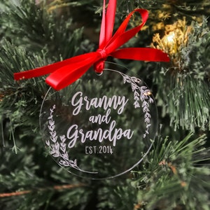 Grandma and Grandpa Ornament | Personalized gift for grandparents, Engraved Christmas Ornament, Nonna, Nonno, Grandparent Ornament