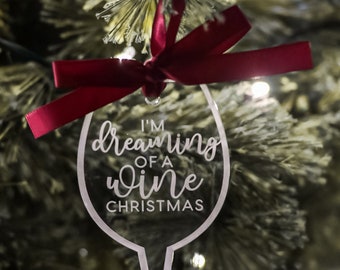 Wine Christmas Ornament | Acrylic Christmas Ornament, Wine Lover Gift, Gift for Wine Drinker, Wine Christmas