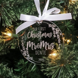 Clear Acrylic Ornament | Mr and Mrs Christmas Ornament, First Christmas as Mr and Mrs, Mrs and Mrs, Mr and Mr, First Christmas Married