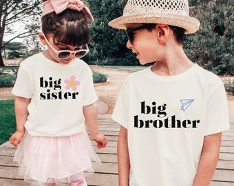 Big Sister or Big Brother Shirt, Baby Announcement, Matching Sibling Shirts, New Big Sibling, Soft Natural Color Cotton