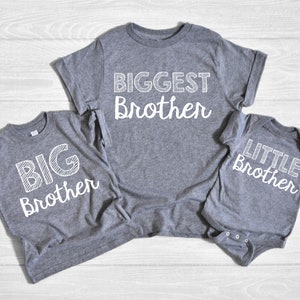 Matching Brother Shirt, Biggest Brother, Big Brother Shirt, Baby Announcement, New Big Brother, Grey Soft Cotton, Brothers Gift