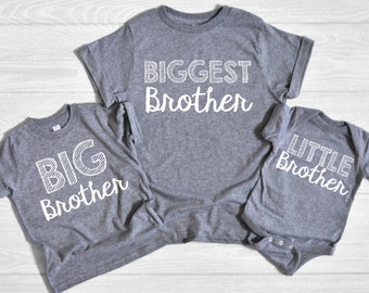 Matching Brother Shirt, Biggest Brother, Big Brother Shirt, Baby Announcement, New Big Brother, Grey Soft Cotton, Brothers Gift