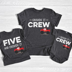 Monster Truck Birthday Shirt: Crushin' It Crew, Red Truck Gift