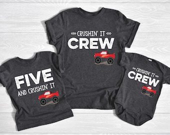 Crushin' It Crew Monster Truck Shirt, Birthday Boy Shirt, Monster Truck Birthday, Crushing It Birthday, Red Monster Truck Shirt