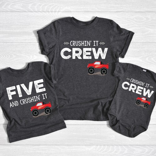 Camiseta de cumpleaños de Monster Truck: Crushin' It Crew, regalo de camión rojo